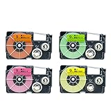 カシオ用 ネームランド 互換 テープカートリッジ XR-9F 9mm 蛍光ラベル 4色セット