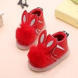 【YW】 冬の季節の赤ちゃんの革靴 赤ん坊女 亮の靴が 学步靴 プリンセス靴赤ちゃんの綿靴 (22:13.5cm, 赤い)
