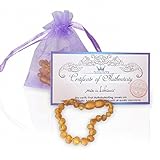 Baltic Amber Bracelet for Teething Baby Raw Honey. 100% Natural Amber Baroque Style Round Beads 5.5 