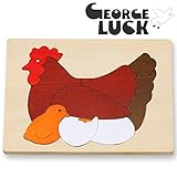 GEORGE LUCK（イギリス） 木製2重パズル Wニワトリとヒヨコ【GL44】