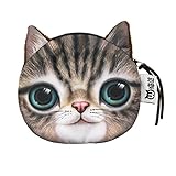 KCOR(クコル)猫フェイスポーチ 小銭入れ レディース アニマル ネコ 動物 ねこ ミニ 小物入れ 猫　猫のお顔　コインケース コンパクト　財布 レディース ミニ カードケース (D)