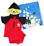 キッズ フード付き 水着 上下セット ナップザック 3点セット 動物 半袖 全5種 てんとう虫 100