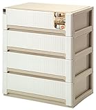 サンコープラスチック 衣類収納浅型4段 オーラワイド 幅65×奥44.7×高84cm ホワイト