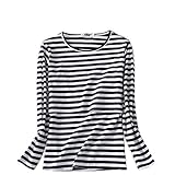 【RONGUI】 授乳服 授乳口付 ボーダー 柄 トップス マタニティ 産前 産後 妊婦用 (M, ネイビー)