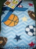 Basketball, Football, Soccerball,Baseball Star 30 x 40 Inch Soft Fleece Baby Blanket by Garanimals
