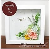 ｆｌｅｕｒｃｏｃｏオリジナル フラワー時計　枯れないお花のプリザーブドフラワー時計【フラワーギフト】カラー　イエロー系　結婚祝い 新築祝 引越祝 開店祝 敬老の日 誕生日プレゼント