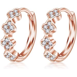 【Amazon限定ブランド】ピアス レディース 「四葉ピアス」ピンクゴールド フープ ピアス シルバー925 金属アレル…