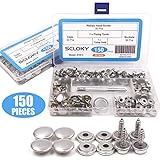 Seloky ネジ式 スナップボタンステンレススチールファスナーねじスナップ15mm直径、14mmスクリューボート用キャンバス、50セット