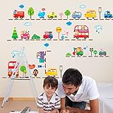 bibitimeトラフィック壁デカール保育園Car Road Streetビニールステッカー用キッズ部屋装飾赤ちゃん子供寝室 Reference 2498