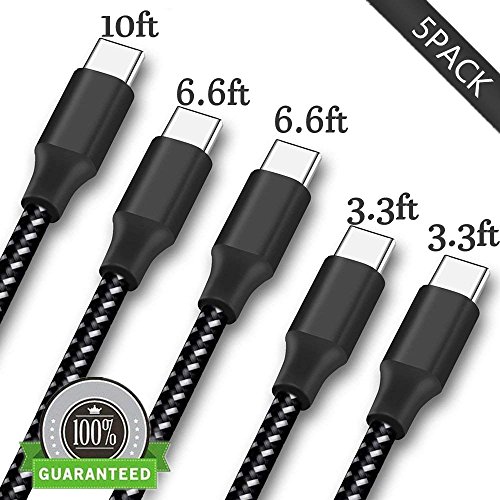 USBタイプCケーブル、arukas 5パック2 x 91センチ2 x 6ft 10 ftナイロン編みUSB A to USB C充電ケーブル高速充電コードfor Samsung Galaxy Note 8 s8 Plus、LG g5 g6 V30、HTC 10、NEXUS 5 X / 6pの表紙