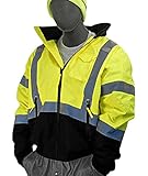 Majestic Glove 75-1311/S Bomber Jacket, Lined, Hi-Vis, Black Front, Class 3, Small, Yellow by Majest