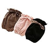 SANIQUE 袖カバー 小花柄リボン ベロア 汚れ防止 家事に ガーデニング ショート丈 腕カバー 【3対セット】 19cm (モカ・ピンク・ブラック)
