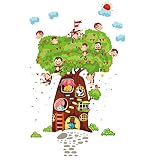 Winhappyhome Monkey Cartoonツリーの壁のステッカー子供寝室リビングルームコーヒーショップNursery背景リムーバブルアート装飾デカール