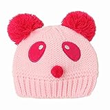 SODIAL(R) 女の子の赤ちゃんのニットキャップ　冬の暖かい帽子　ピンク色