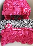 Infant Carseat Canopy Cover Blanket 4 Pc Whole Caboodle Baby Car Seat Cover Kit 3d Rosette Damask Fa