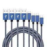 USB Type C ケーブル【4本セット 1m+2m+2m+3m】タイプc 充電ケーブル 急速充電 デニム生地 超耐久 USB A to USB C ケーブル データ転送 iPhone 16 Pro Max iPhone 15 Plus Galaxy Xperia AQUOS Pixel Arrows Huawei 等の各種Type C機器対応 (ブルー)