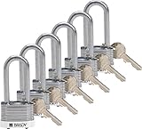 Brady 118945 White, Key Retaining Steel PadLock - 2 Shackle - Keyed Different (6 Locks) by Brady