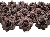 （100）シルクブラウンバラフラワーヘッド – 1.75 " – 人工花ヘッドファブリック花柄Supplies卸売ロットのウェディング花アクセサリーにブライダルヘアクリップヘッドバンドドレス