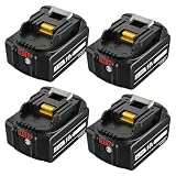 DOSCTT 互換マキタ 18v バッテリーBL1860B【四個セット】電動工具用 6000mAh 大容量 ライト付き残量表示でき BL1820B BL1830B BL1850B BL1860Bなど対応可能 PSE、CEマーク認証取得済み 純正と互換マキタ充電器対応リチウムイオン電池 黒