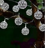 RioRand モロッコ風イルミネーション ボール型LEDライト ソーラー充電式20球　電気代不要 太陽電池で自動点灯LED 屋外デコレーション　ガーデンライト (ホワイト)