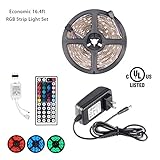 piershine経済16.4 Ft 5 M SMD 5050 RGB LEDストリップライトパックwith 150 LED、防水、切断可能な、with 12 V 2 A UL Listedアダプタ、