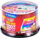 Verbatim製 ブルーレイディスク くり返し録画用 BD-RE 25GB 50枚+3枚増量パック インクジェットプリンタ対応 ホワイト 片面1層 1-2倍速 VBE130NP53SV4 (BD-RE 25GB 50枚+3枚)