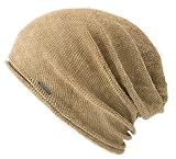 [CHARM] ゆったり 無縫製 サマーニット帽 ( フリーサイズ / ベージュ / 男女兼用 ) 蒸れずにずっと快適 ( リネン / 日本製 ) 大きいサイズ ワッチ