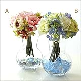 造花 バラ 花束 インテリア 花瓶付き ベース付ローズブーケ [cov5705] (B)