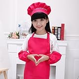 Lastnight子供Kid Cooking Baking絵画料理アートクラフトプレーンエプロンポケットよだれかけ 54cm x 50cm/21.26" x 19.69" (Approx.) ピンク 