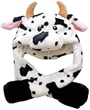 コスプレグッズ 着ぐるみ 牛のかぶりもの 帽子 可愛い 牛 キャップ 面白い モフモフ 防寒対策 動物 仮装 干支 プレゼント 年賀状 パーティー 撮影 小物 多目的 (タイプC)