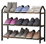 シューズラック　幅64/80cm　3/4/5段 　組立簡単　可動式　スリム　シンプル　下駄箱 　靴棚 (ブラック（64 * 20 * 45cm）, 幅64cm)