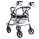 ブレーキ、調節可能な高さのアームレストおよび補強された座席が付いているアルミニウムショッピングトロリー折る歩行援助、車輪は車のトランクに置くことができる360度回転することができる