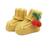 耐久性のある素敵な冬のベビーシューズ暖かいかわいい桜の屋内屋外ソックスイエロー