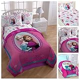 Disney Frozen 5 Piece Bed in a Bag Twin Bedding Set - Reversible Comforter, Sheets, Pillow Case & Be