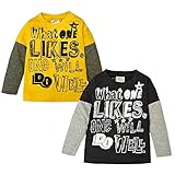 (ブラック/80cm)ベビー服 男の子 Tシャツ 長袖 重ね着風 配色切替 手書き風ロゴプリント 男児 ベビー