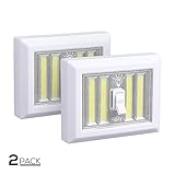 ポータブルナイトライト、電池式、4 COB LEDパネルコードレススイッチライト 2 Pack YZWLSSWL-2P8W90