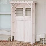 天然木製 シェッドファサードウォール＆バルコニーアーチセット 高さ190cm ウォッシュホワイト SFW-JSBA-WHT