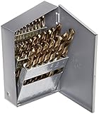 Chicago Latrobe 550 Series Cobalt Steel Jobber Length Drill Bit Set with Metal Case, Gold Oxide Fini