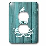 3dRose lsp_220425_6 Distressed Painted White Anchor with Knotted Rope- Not Real Wood - 2 Plug Outlet