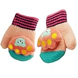 (FTzone)かわいいユニセックスキッズスーパー暖かいウールニット手袋・ミトン1歳2歳3歳4歳5歳 (足) (ピンク)