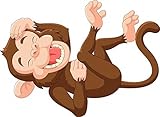 Wallmonkeys Cartoon Funny Monkey Laughing Peel and Stick Wall Decals WM362956 (18 in W x 13 in H) [並