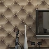 (ハンメロ)HANMEROのりなし壁紙 革張りクッションフェイク ビニールクロス カーキ色 ラグジュアリー 1ロール（53cm×10m）