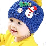 ベビー帽子 ニット帽子　0-3才 5カラー選び　クリスマス　かわいい　保温　冬季節　 (ブルー)
