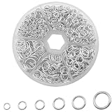 Arti-Cipes 丸カン セット ゴールド シルバー 4mm 5mm 6mm 7mm 8mm 10mm 約950個 マルカン リング アクセサリー パーツ 金具 基礎パーツ ジャンプリング ジュエリー DIY用 手芸用品 クラフト用品 ハンドメイド 手作り 手芸 収納ケース付き (シルバー)