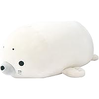 りぶはあと ポリエステル ボルスタークッションマシュマロアクアミエアザラシ(全長約27cm)ふわふわもちもち48051-12