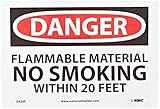 NMC D438P OSHA Sign Legend DANGER - FLAMMABLE MATERIAL NO SMOKING WITHIN 20 FEET 10 Length x 7 Heigh