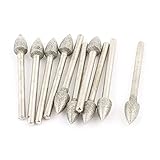 uxcell 軸付き砥石　研磨　ルーター　砥石マウントポイント　テーパードヘッドバフビット　3mmx 6mm　10個　シルバートーン