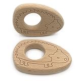 Kissteether 2pcs 手作り木製オーガニックセーフベビーティーエリナセスペンダントオーガニックナチュラルブナ木製玩具ハンドカット動物DIYベビーテザー看護アクセサリー (2pcs)