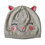 (よキーよ)Yokeeyo ニット帽 可愛い　子猫　猫耳付き　ネコ　毛糸　プリント　ニットキャップ　ベビー用ハット 赤ちゃん　子供　キッズ　帽子 男の子　女の子　男女児 秋冬　防寒　　刺繍　スタイリッ