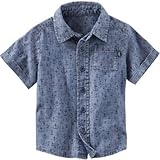 OSHKOSH(オシュコシュ) アンカープリントシャンブレーボタンフロントシャツ シャンブレー トップス半袖シャツ 6ヶ月【並行輸入】